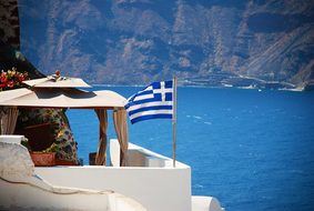Santorini Greece Flag Greek Island Travel
