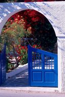 Santorini Island Village Gate Arch Sea Oce