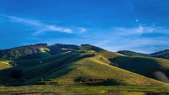 Mountain, Sky, Blue, Green, Hill, Nature