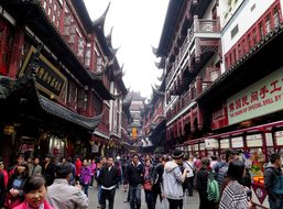 Shanghai Old Town Renmin Road Crowd Buildi