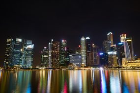 Singapore City Urban Night Lights Complex