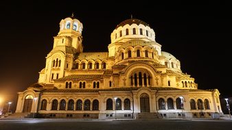 Sofia, Bulgaria, Cathedral, Night