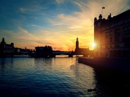 Stockholm Sunset River Sweden Dusk Stockho