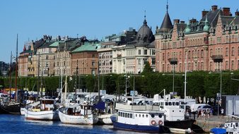 Ship Bay Port Sweden Stockholm Historical