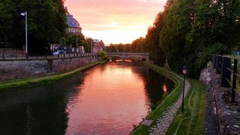 Strasbourg France Sunset River Canal Water