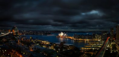 Sydney Australia Panorama Night Evening Ci