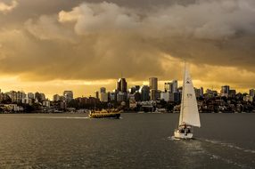 Sydney, Port, Twilight, Australia, City