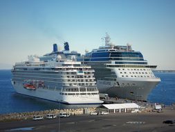 Ship Shipping Two Sea Blue Port City Lands