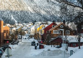 Norway Lapland Tromso Fjord Snowy Street L