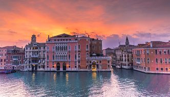Venice Italy Sunset Grand Canal Architectu