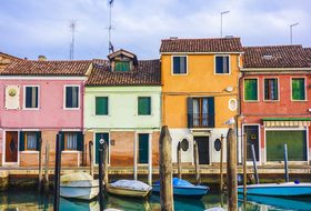 Colourful Houses Homes Boats Venice Murano