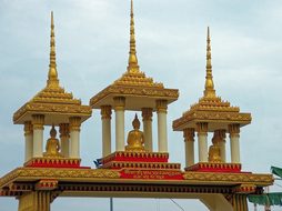 Laos Vientiane Temple Porch Ridge Buddhas