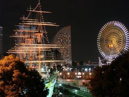 Yokohama Night View Japan Trip Traffic Lig
