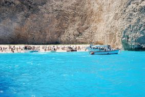 Cove Beach Navagio Bay Rock Shipwreck Sea