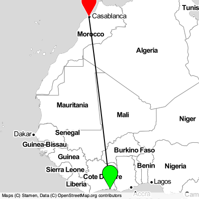 Bingerville (ABJ) - Casablanca (CAS) Cheap Flight Tickets Price Calendar 2021