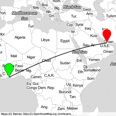 Bingerville (ABJ) - Dubai (DXB) Cheap Flight Tickets Price Calendar 2021