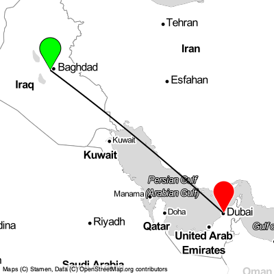 Baghdad (BGW) - Dubai (DXB) Cheap Flight Tickets Price Calendar 2021