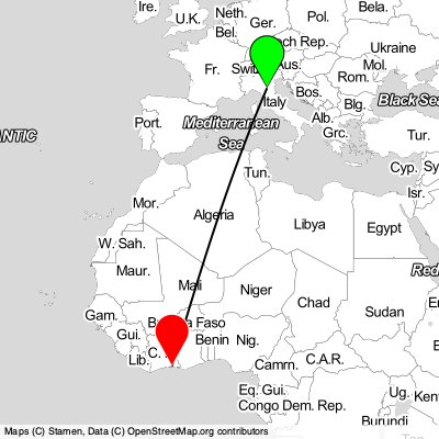 Bologna (BLQ) - Bingerville (ABJ) Cheap Flight Tickets Price Calendar 2021