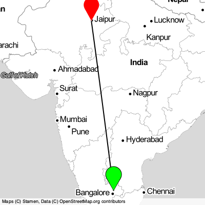 Bengaluru (BLR) - Jaipur (JAI) Cheap Flight Tickets Price Calendar 2021