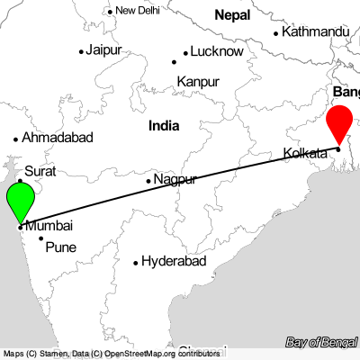 Mumbai (BOM) - Kolkata (CCU) Cheap Flight Tickets Price Calendar 2021