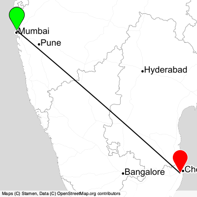 Mumbai (BOM) - Chennai (MAA) Cheap Flight Tickets Price Calendar 2021