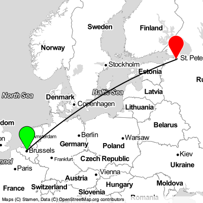 Vilvoorde (BRU) - St Petersburg (LED) Cheap Flight Tickets Price Calendar 2021