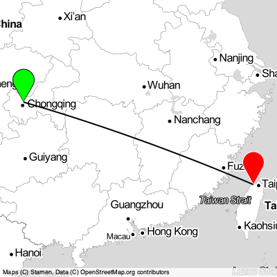 Chongqing (CKG) - Taoyuan (TPE) Cheap Flight Tickets Price Calendar 2021