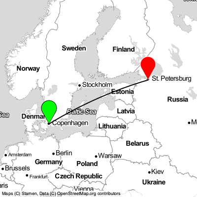 Copenhagen (CPH) - St Petersburg (LED) Cheap Flight Tickets Price Calendar 2021
