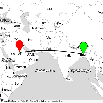 Dhaka (DAC) - Riyadh (RUH) Cheap Flight Tickets Price Calendar 2021