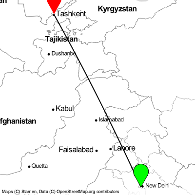 Gurugram (DEL) - Tashkent (TAS) Cheap Flight Tickets Price Calendar 2021