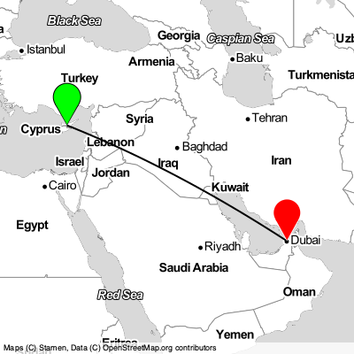 Nicosia (ECN) - Dubai (DXB) Cheap Flight Tickets Price Calendar 2021