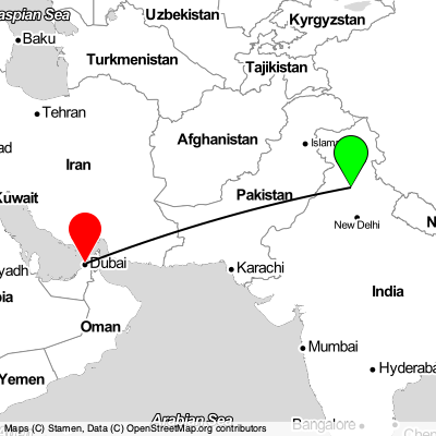 Zirakpur (IXC) - Dubai (DXB) Cheap Flight Tickets Price Calendar 2021