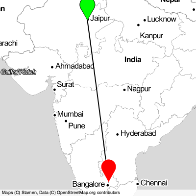 Jaipur (JAI) - Bengaluru (BLR) Cheap Flight Tickets Price Calendar 2021