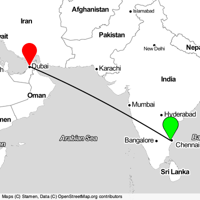 Chennai (MAA) - Dubai (DXB) Cheap Flight Tickets Price Calendar 2021