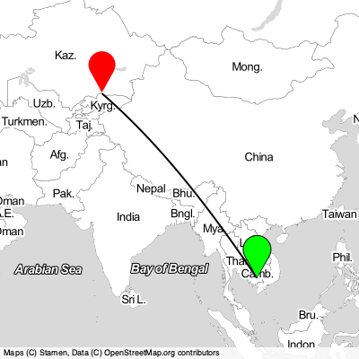 Phnom Penh (PNH) - Bishkek (FRU) Cheap Flight Tickets Price Calendar 2021