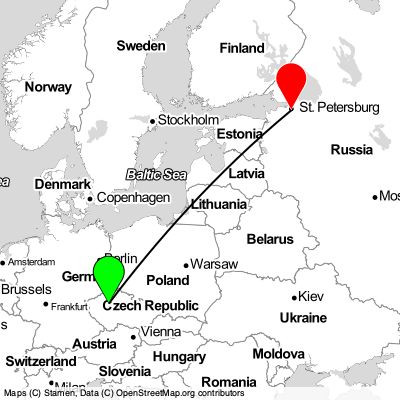 Kladno (PRG) - St Petersburg (LED) Cheap Flight Tickets Price Calendar 2021