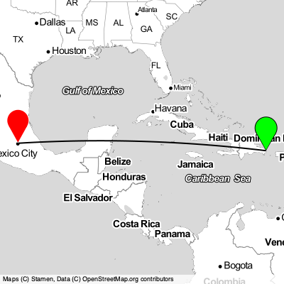 Punta Cana (PUJ) - Mexico City (MEX) Cheap Flight Tickets Price Calendar 2021