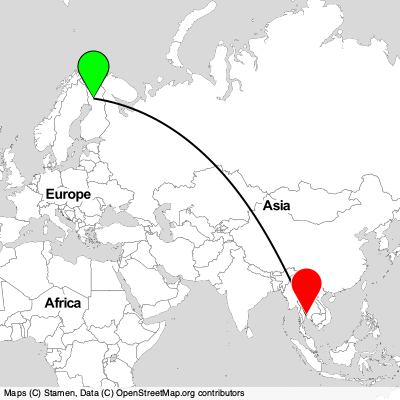 Rovaniemi (RVN) - Samut Prakan (BKK) Cheap Flight Tickets Price Calendar 2021