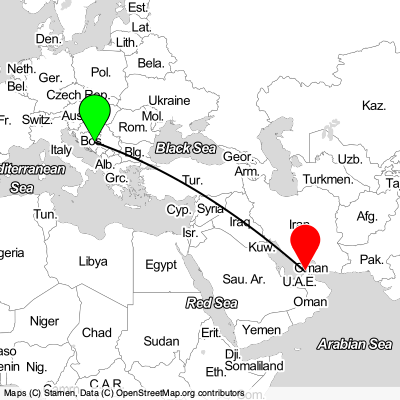 Sarajevo (SJJ) - Dubai (DXB) Cheap Flight Tickets Price Calendar 2021