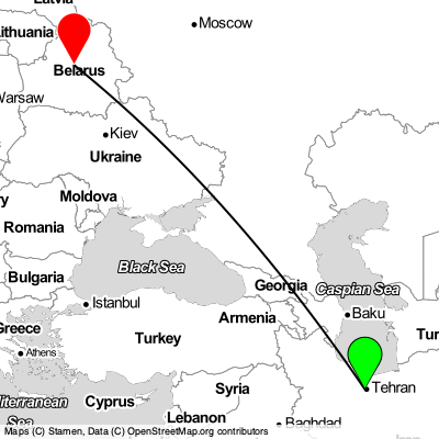 Tehran (THR) - Minsk (MSQ) Cheap Flight Tickets Price Calendar 2021