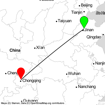 Jinan (TNA) - Chongqing (CKG) Cheap Flight Tickets Price Calendar 2021