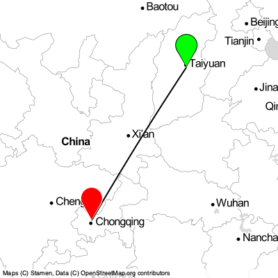 Taiyuan (TYN) - Chongqing (CKG) Cheap Flight Tickets Price Calendar 2021