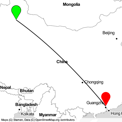Ürümqi (URC) - Guangzhou (CAN) Cheap Flight Tickets Price Calendar 2021